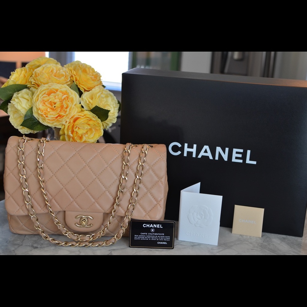 Classic Single Flap Lambskin Beige Chanel Bag